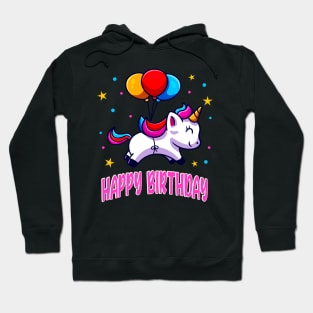 Happy Birthday Cute Unicorn Balloons Kids Hoodie